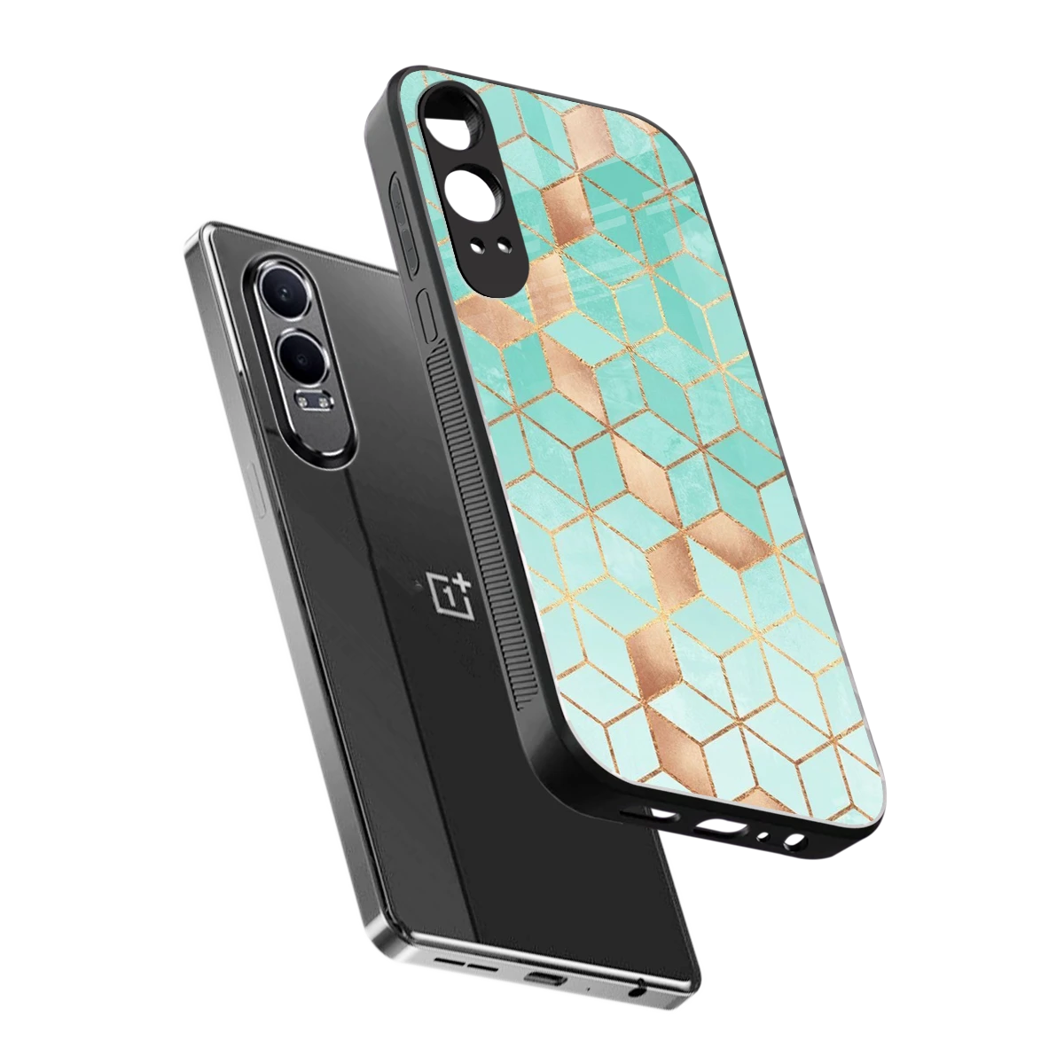 Aqua Mosaic sleek oneplus nord ce 4 lite cover with tempered glass back and TPU edges