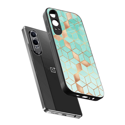 Aqua Mosaic sleek oneplus nord ce 4 lite cover with tempered glass back and TPU edges