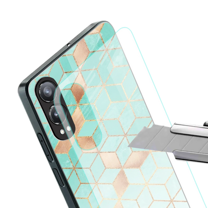 Aqua Mosaic stylish phone case for oneplus nord ce 4 lite | glossy glass and slim fit