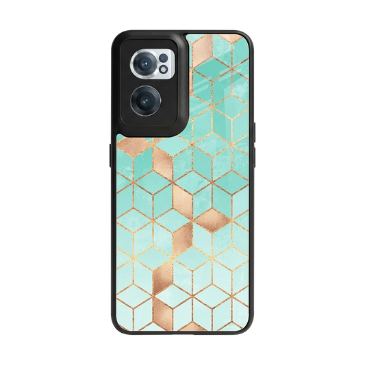 Aqua Mosaic back phone cover | glass case for oneplus nord ce 2