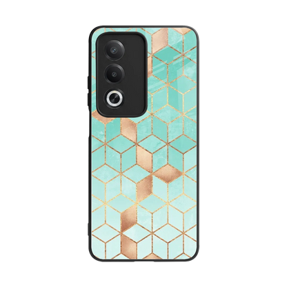 Aqua Mosaic back phone cover | glass case for oppo a3 pro