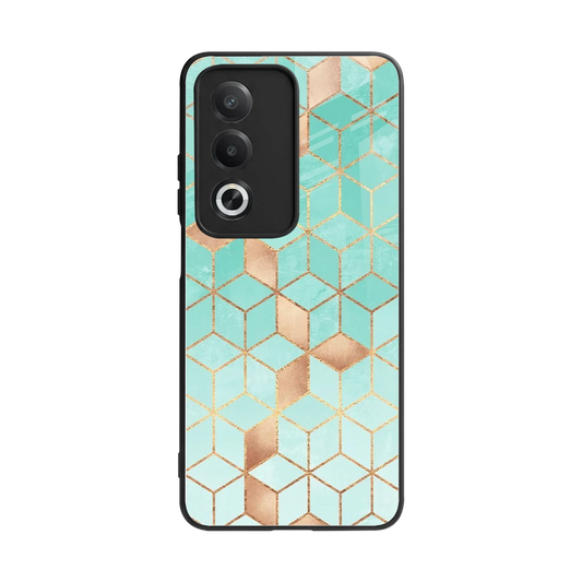Aqua Mosaic back phone cover | glass case for oppo a3 pro