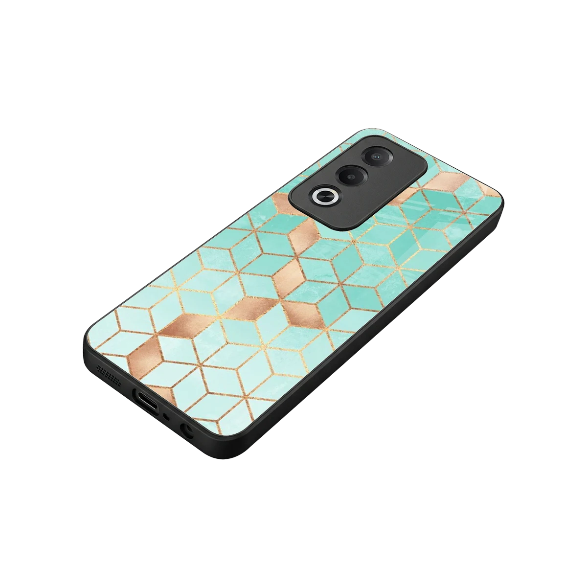 Aqua Mosaic stylish phone case for oppo a3 pro | glossy glass and slim fit