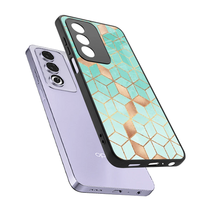 Aqua Mosaic sleek oppo a3 pro cover with tempered glass back and TPU edges