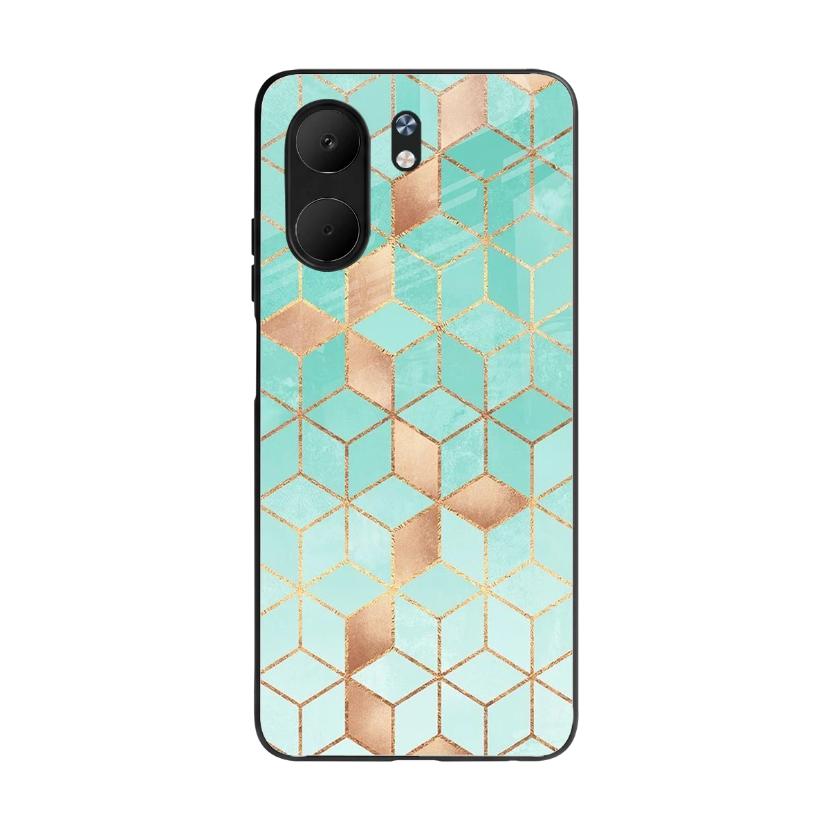 Aqua Mosaic back phone cover | glass case for oppo a5x 5g