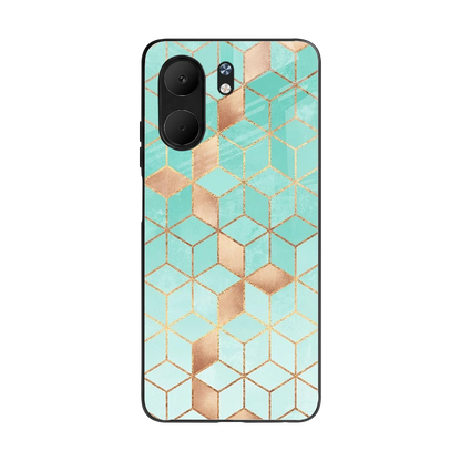 Aqua Mosaic back phone cover | glass case for oppo a5x 5g