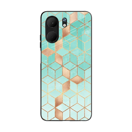 Aqua Mosaic back phone cover | glass case for oppo a5x 5g