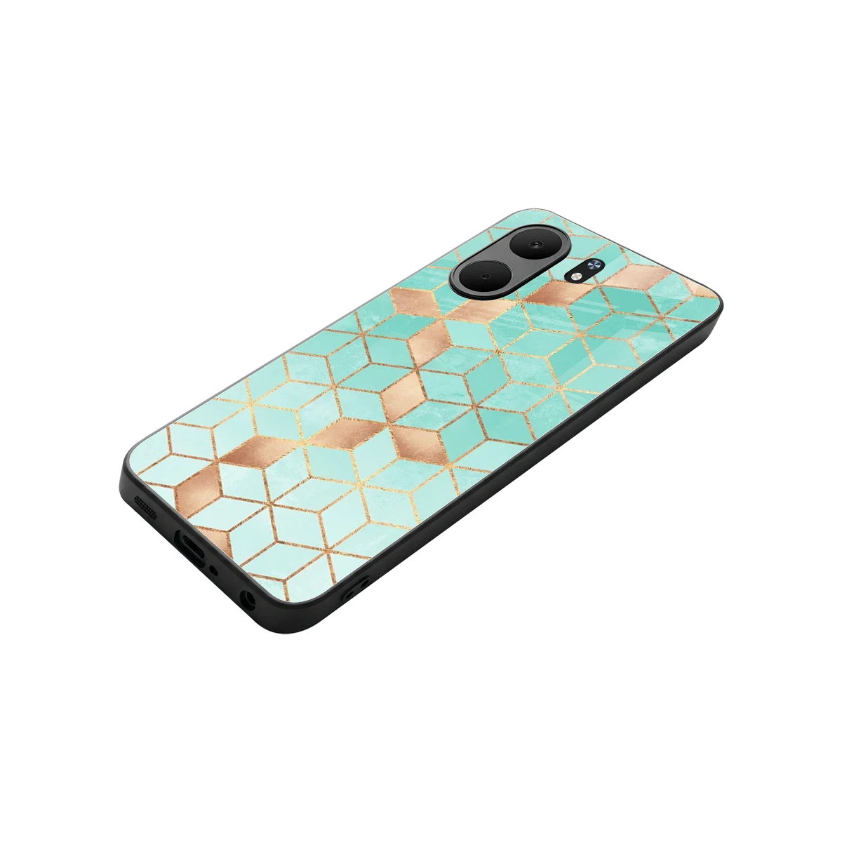 Aqua Mosaic stylish phone case for oppo a5x 5g | glossy glass and slim fit