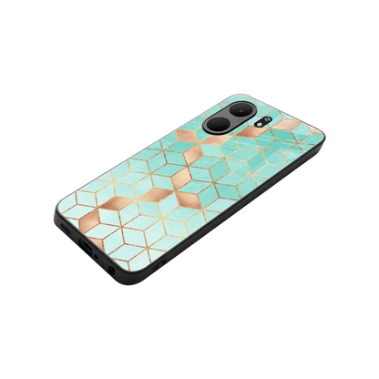Aqua Mosaic stylish phone case for oppo a5x 5g | glossy glass and slim fit
