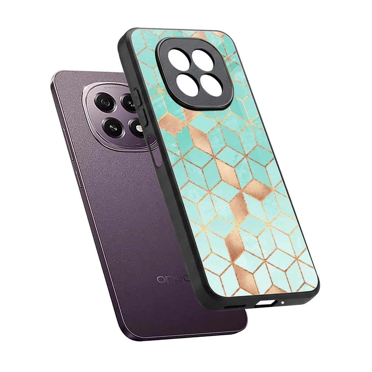 Aqua Mosaic sleek oppo f29 5g cover with tempered glass back and TPU edges