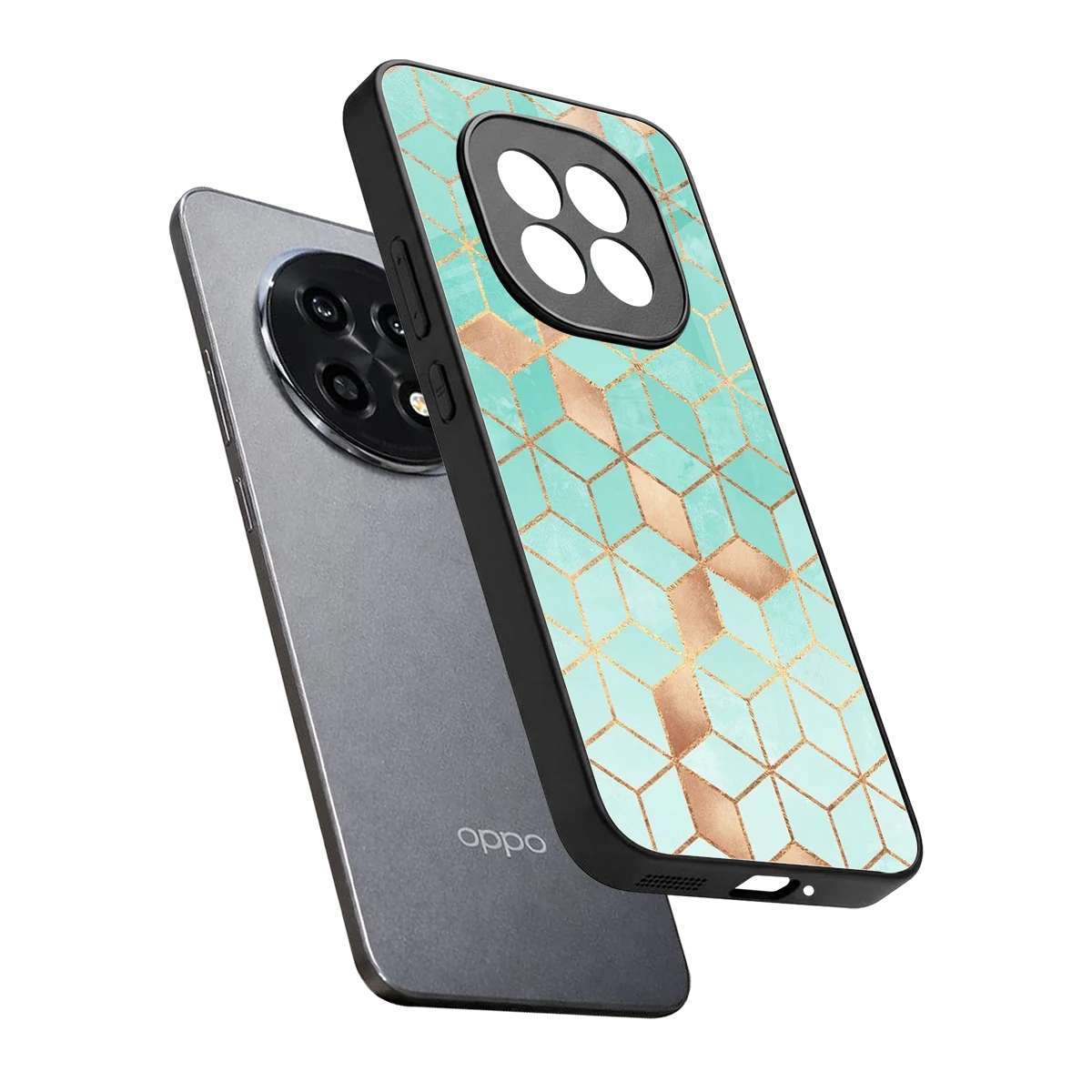 Aqua Mosaic sleek oppo f29 pro 5g cover with tempered glass back and TPU edges