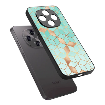 Aqua Mosaic sleek oppo f31 pro 5g cover with tempered glass back and TPU edges