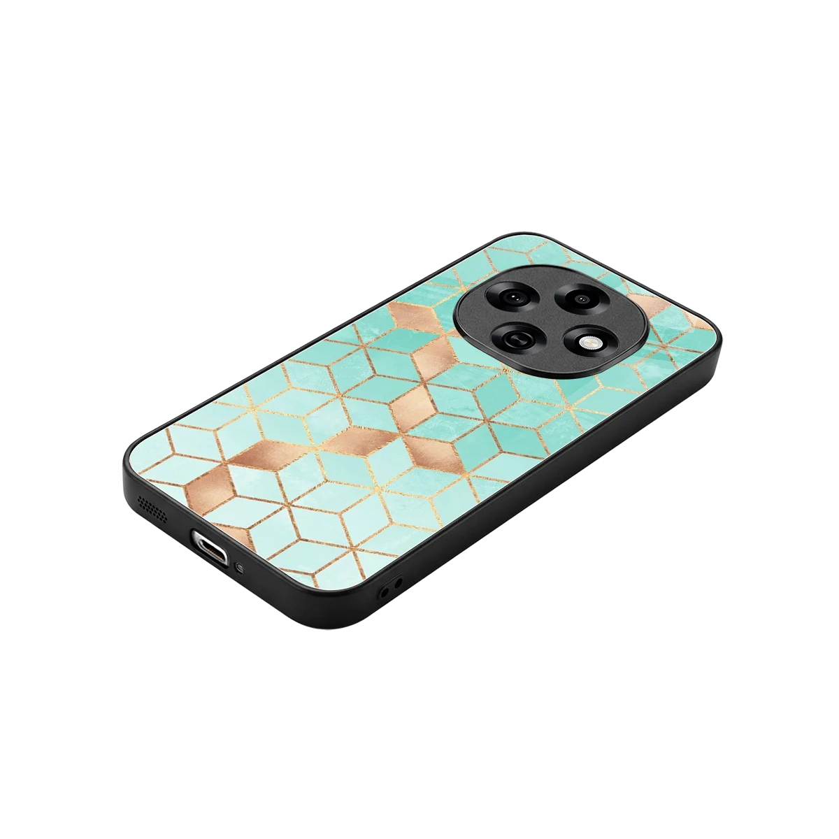 Aqua Mosaic stylish phone case for oppo f31 pro 5g | glossy glass and slim fit