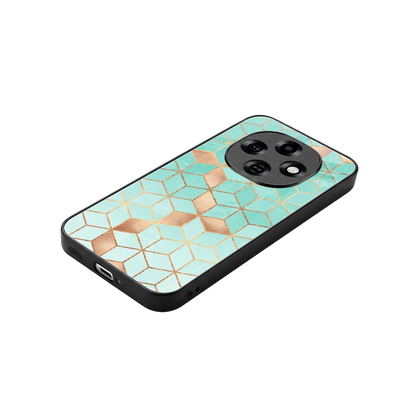 Aqua Mosaic stylish phone case for oppo f31 pro 5g | glossy glass and slim fit