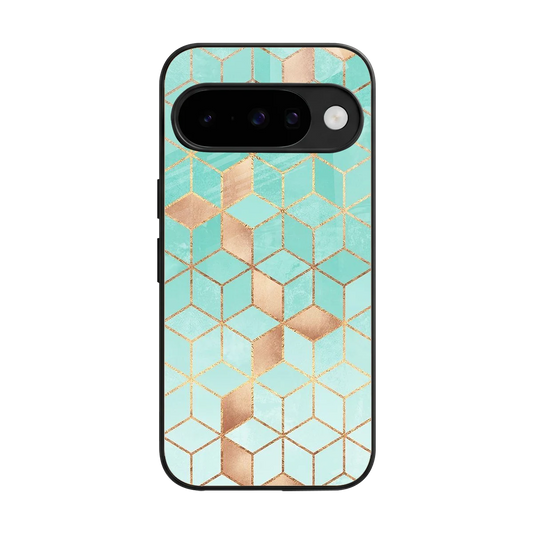 Aqua Mosaic back phone cover | glass case for google pixel 10