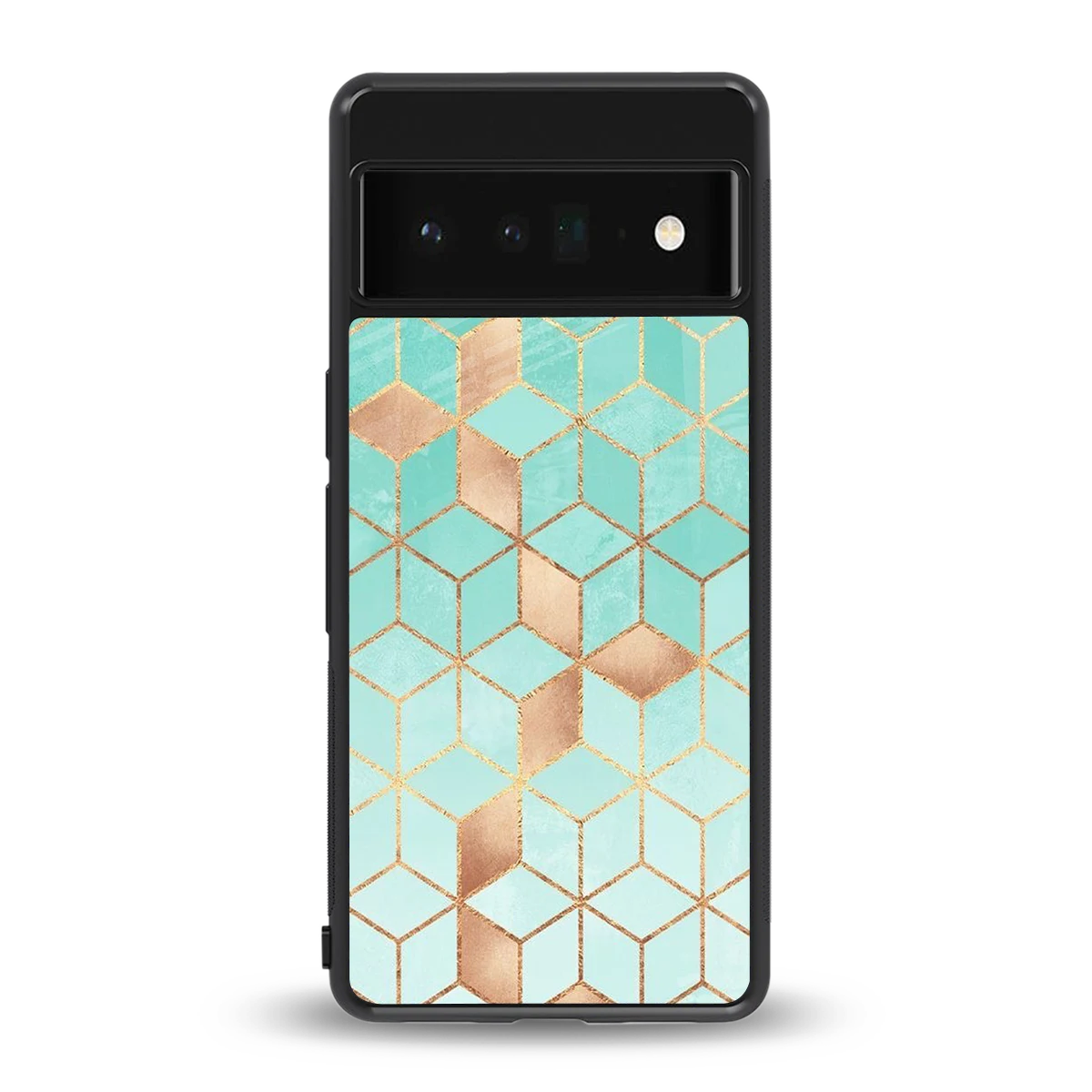 Aqua Mosaic back phone cover | glass case for google pixel 6 pro