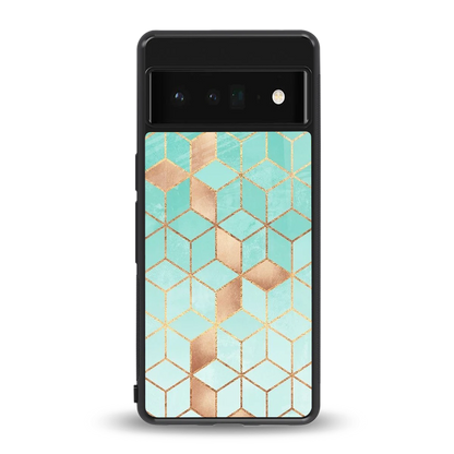 Aqua Mosaic back phone cover | glass case for google pixel 6 pro