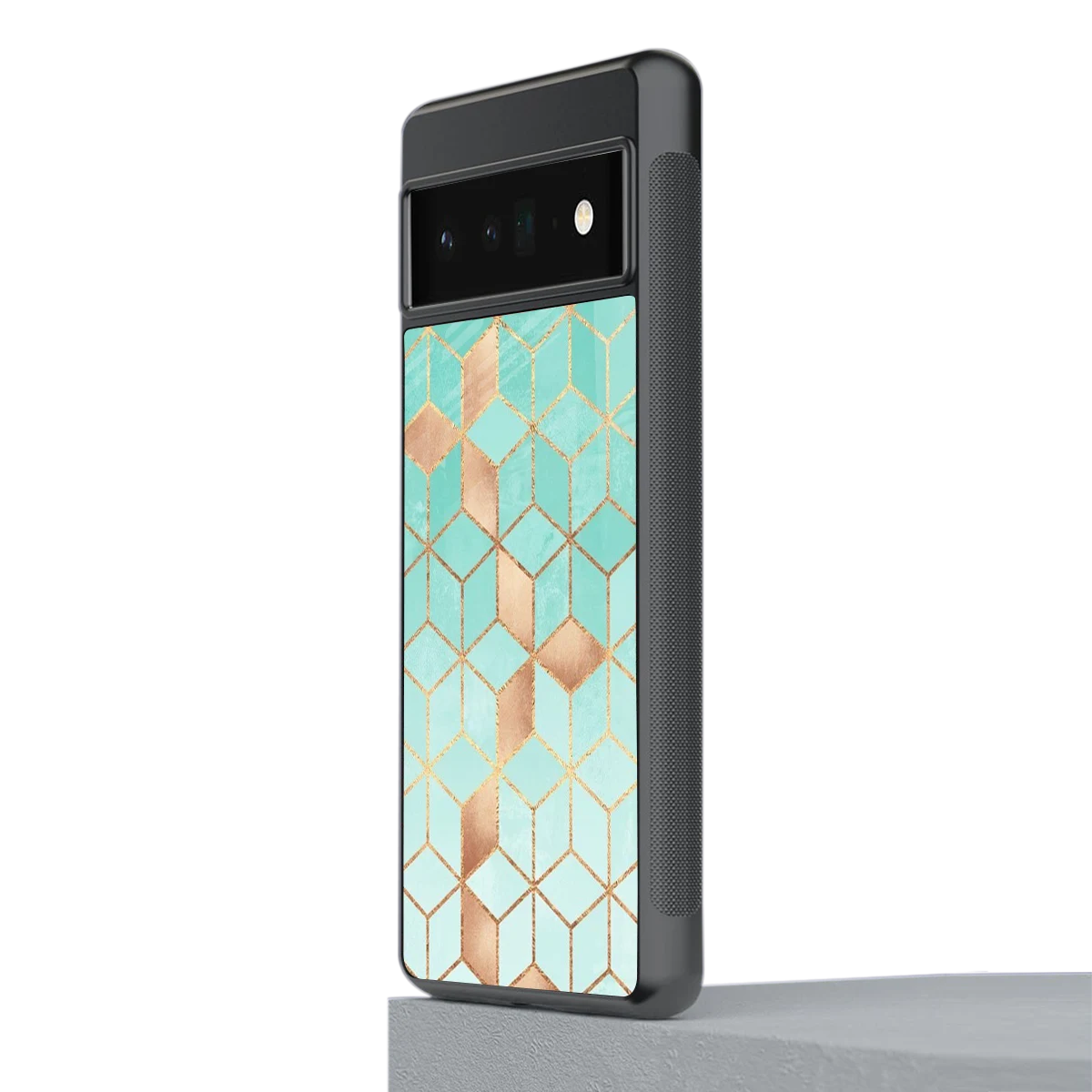 Aqua Mosaic stylish phone case for google pixel 6 pro | glossy glass and slim fit
