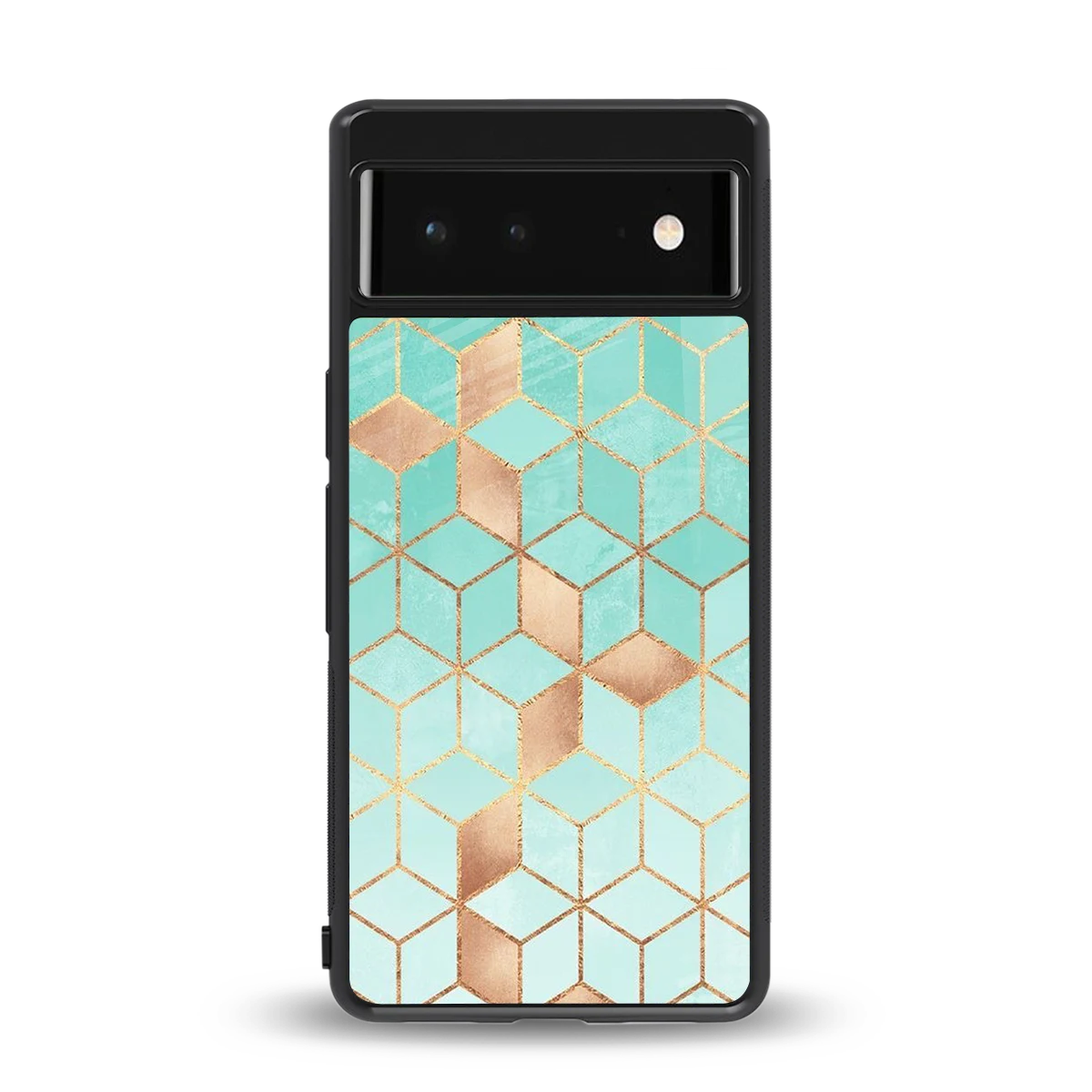 Aqua Mosaic back phone cover | glass case for google pixel 6a
