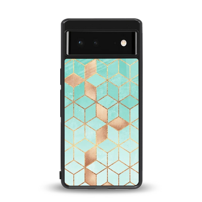 Aqua Mosaic back phone cover | glass case for google pixel 6a