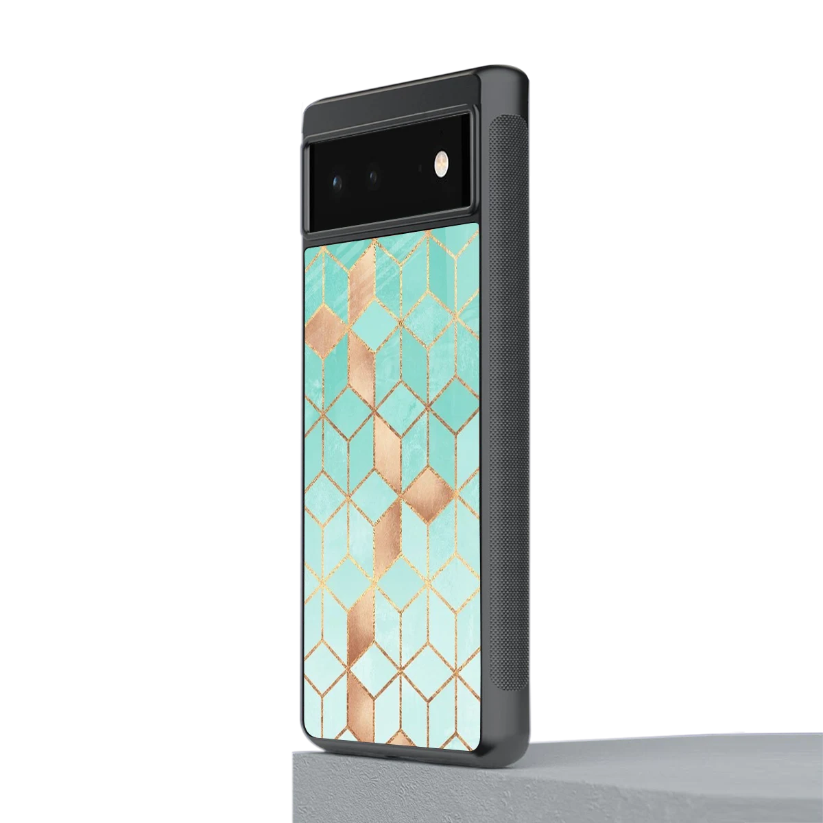 Aqua Mosaic stylish phone case for google pixel 6 | glossy glass and slim fit