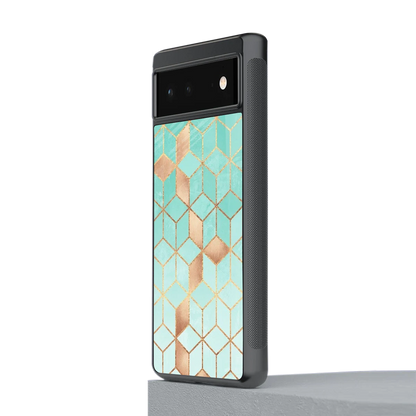 Aqua Mosaic stylish phone case for google pixel 6 | glossy glass and slim fit