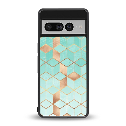 Aqua Mosaic back phone cover | glass case for google pixel 7 pro