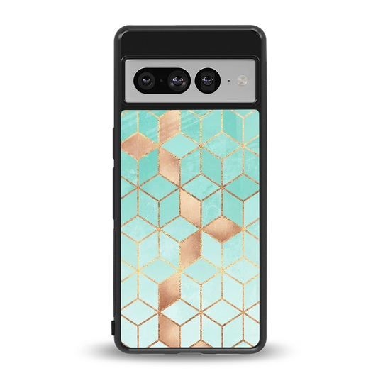 Aqua Mosaic back phone cover | glass case for google pixel 7 pro