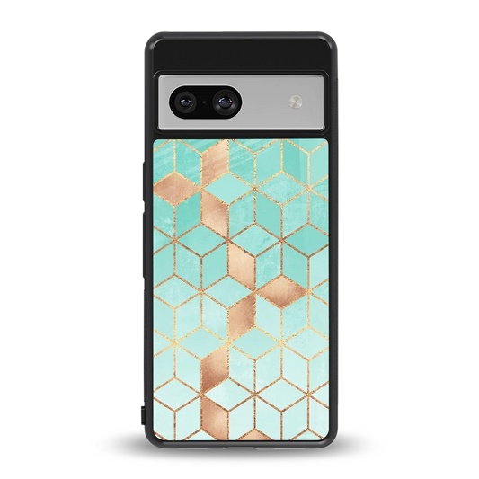 Aqua Mosaic back phone cover | glass case for google pixel 7a