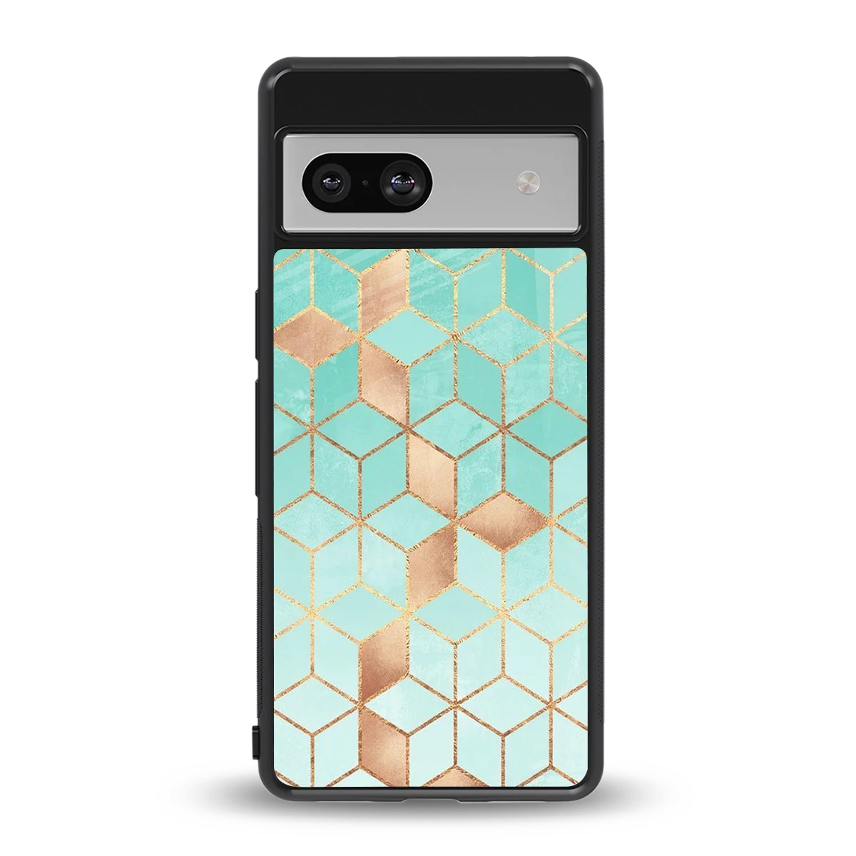 Aqua Mosaic back phone cover | glass case for google pixel 7