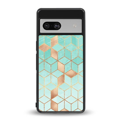 Aqua Mosaic back phone cover | glass case for google pixel 7