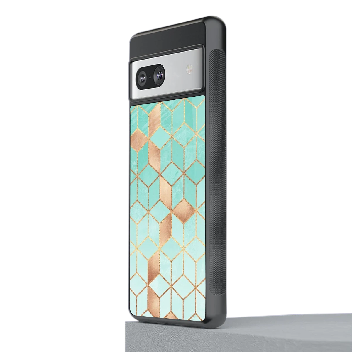 Aqua Mosaic stylish phone case for google pixel 7 | glossy glass and slim fit