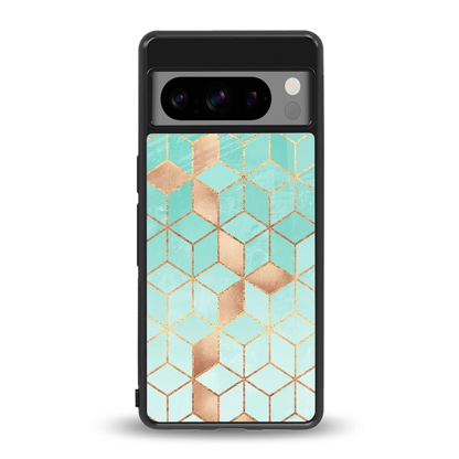 Aqua Mosaic back phone cover | glass case for google pixel 8 pro