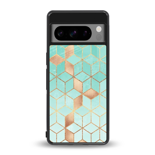 Aqua Mosaic back phone cover | glass case for google pixel 8 pro