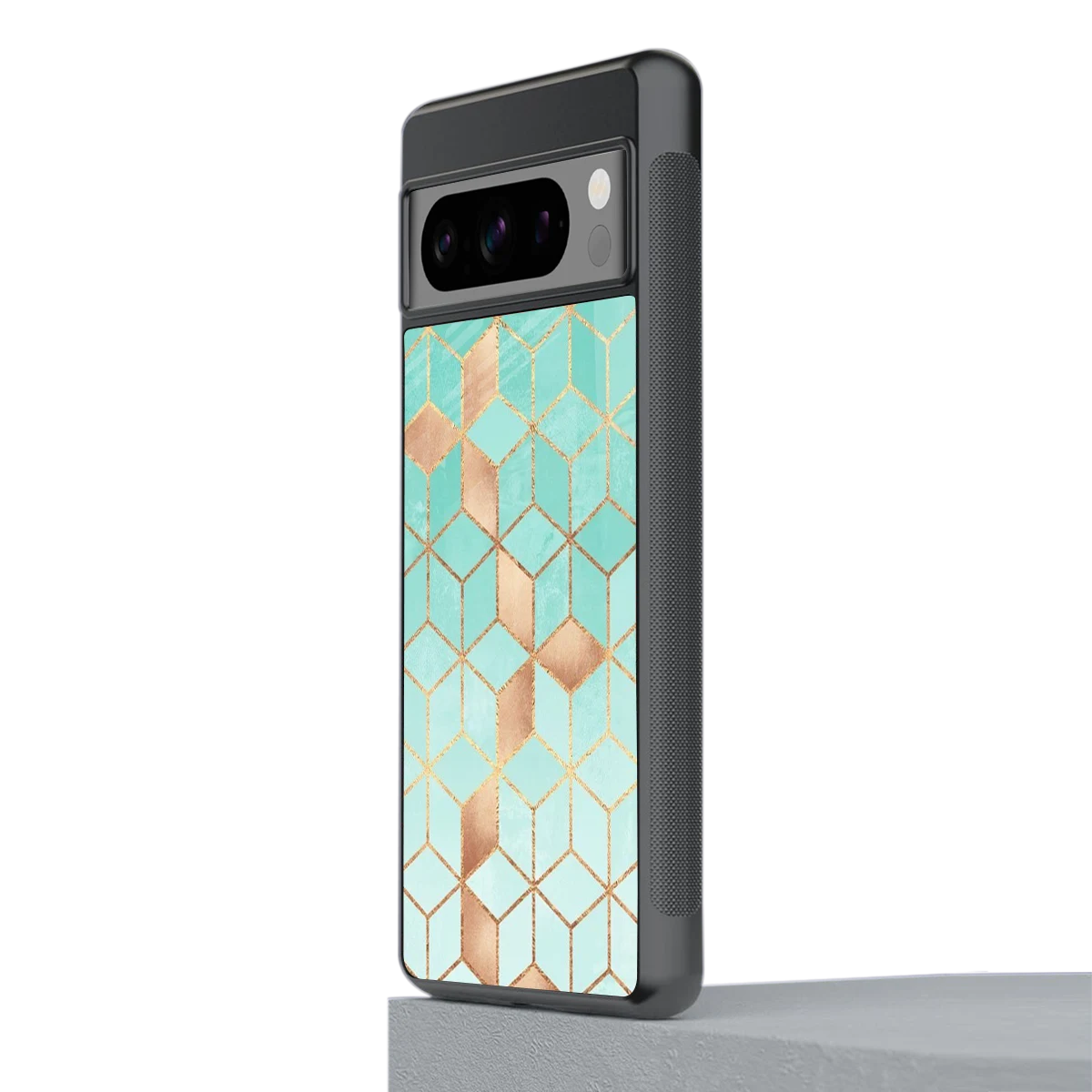 Aqua Mosaic stylish phone case for google pixel 8 pro | glossy glass and slim fit