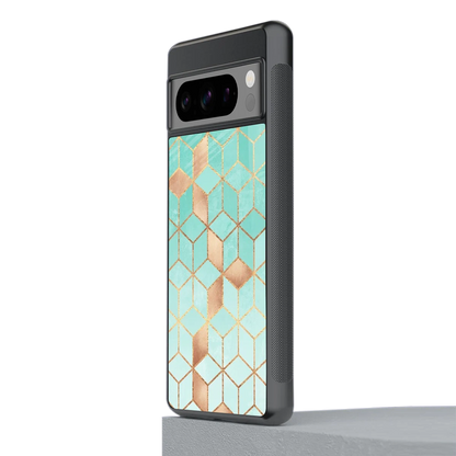 Aqua Mosaic stylish phone case for google pixel 8 pro | glossy glass and slim fit