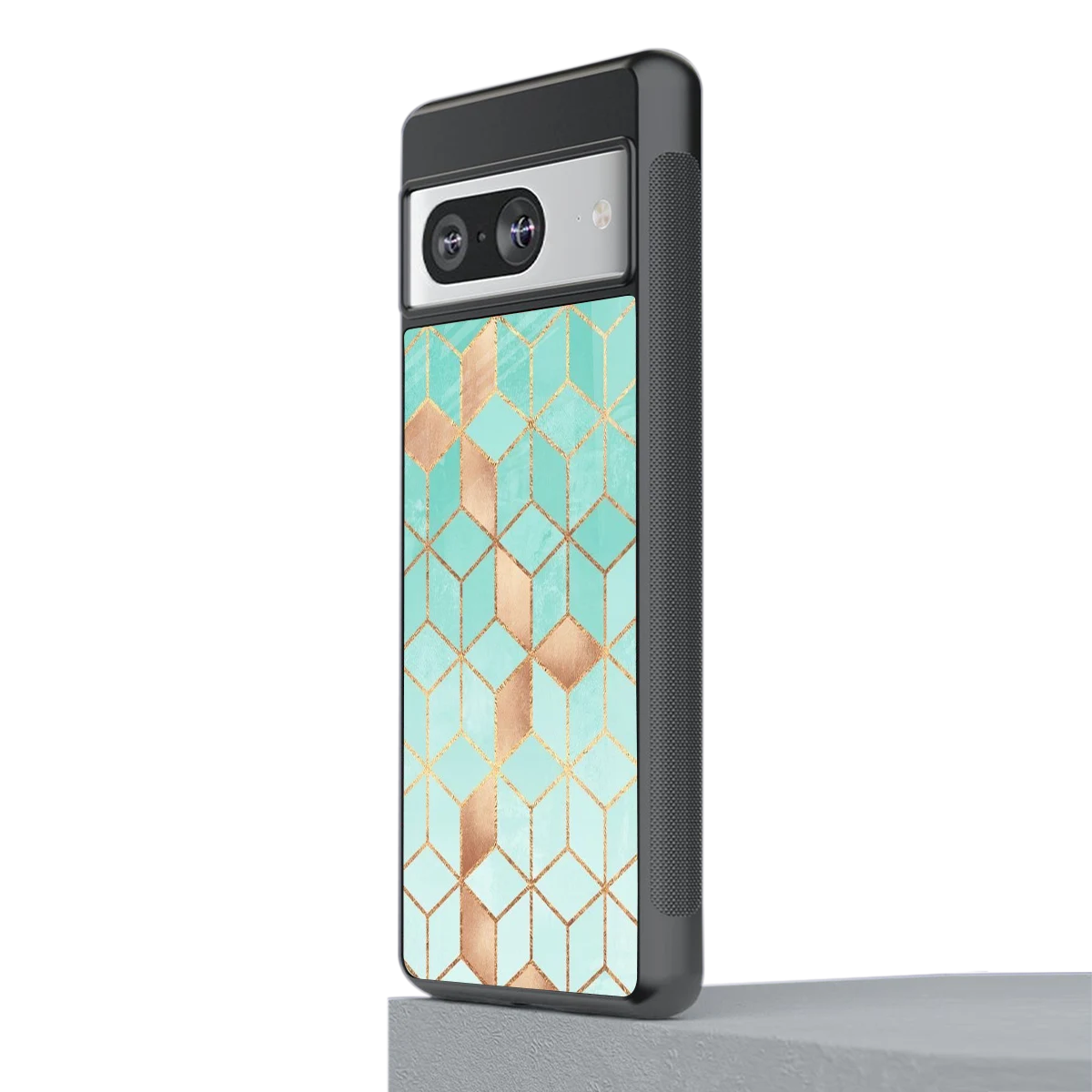 Aqua Mosaic stylish phone case for google pixel 8 | glossy glass and slim fit