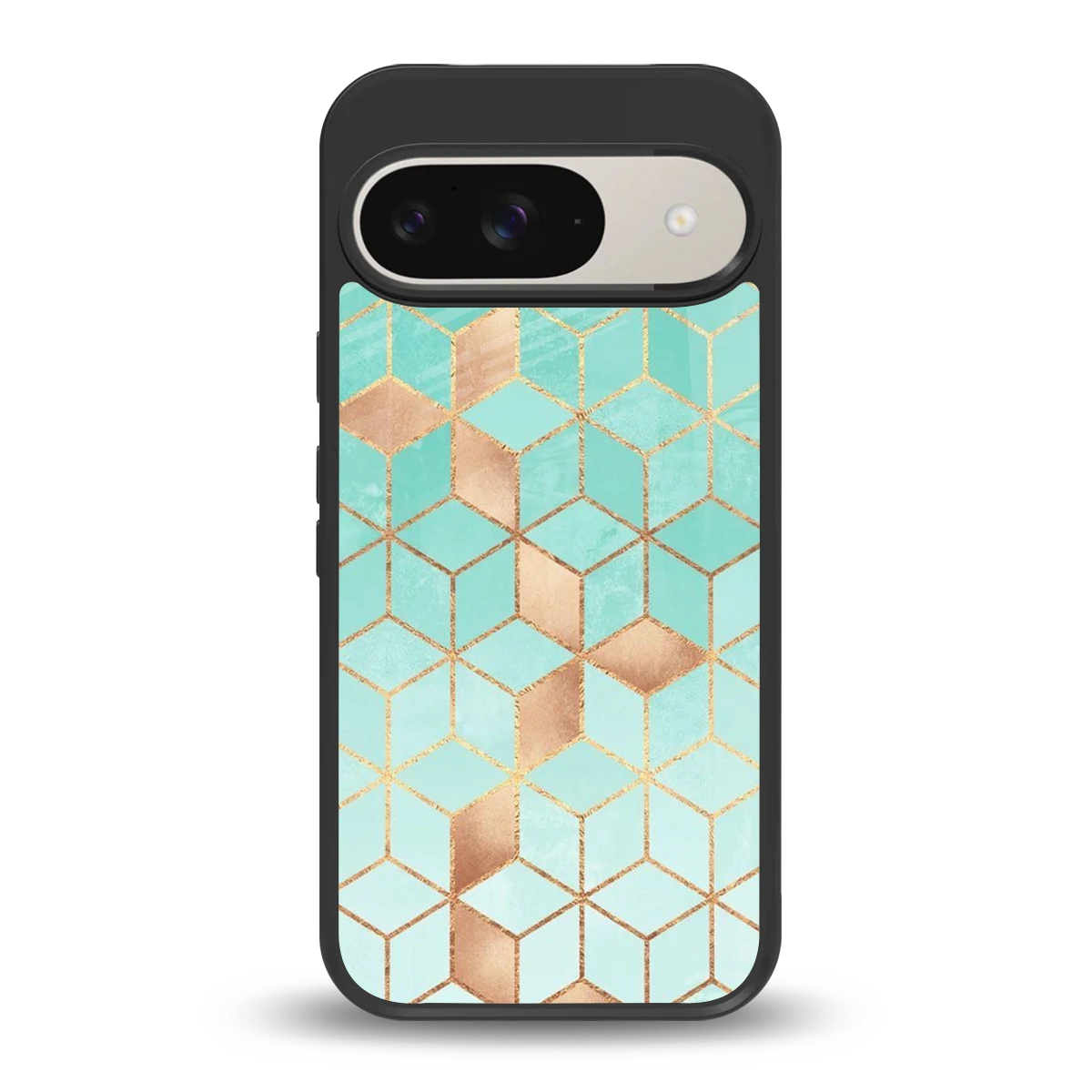Aqua Mosaic back phone cover | glass case for google pixel 9