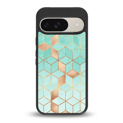 Aqua Mosaic back phone cover | glass case for google pixel 9