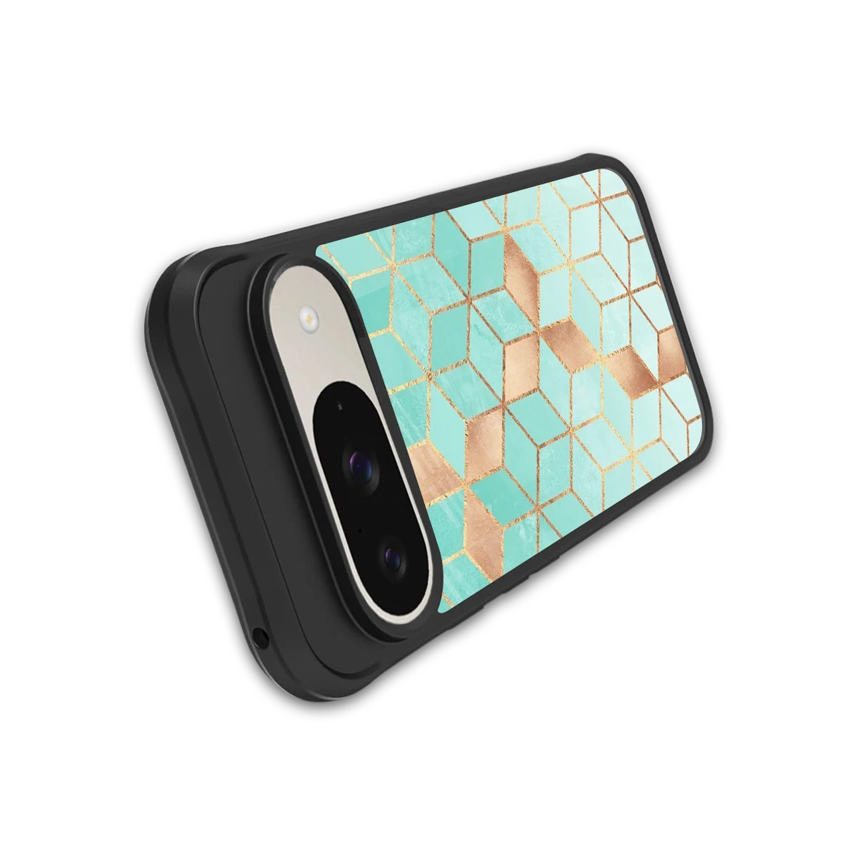Aqua Mosaic stylish phone case for google pixel 9 | glossy glass and slim fit
