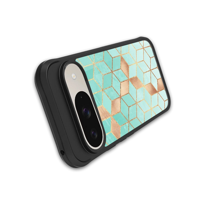 Aqua Mosaic stylish phone case for google pixel 9 | glossy glass and slim fit