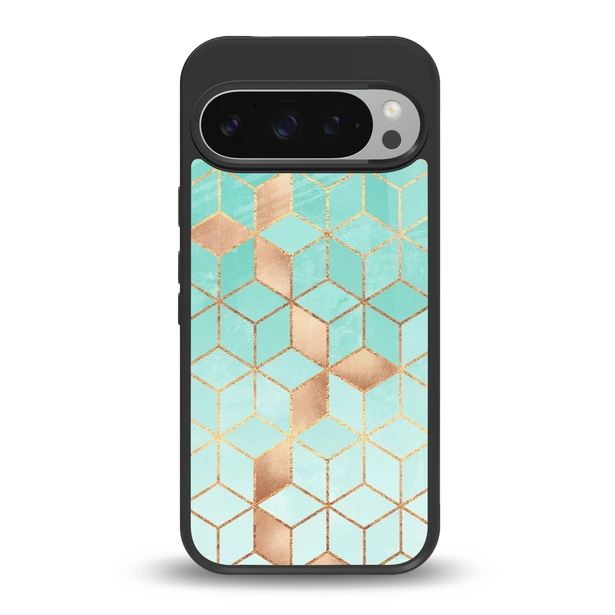 Aqua Mosaic back phone cover | glass case for google pixel 9 pro