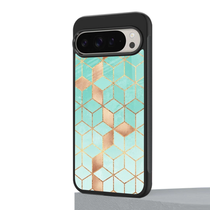 Aqua Mosaic google pixel 9 pro mobile cover | shockproof glass phone case