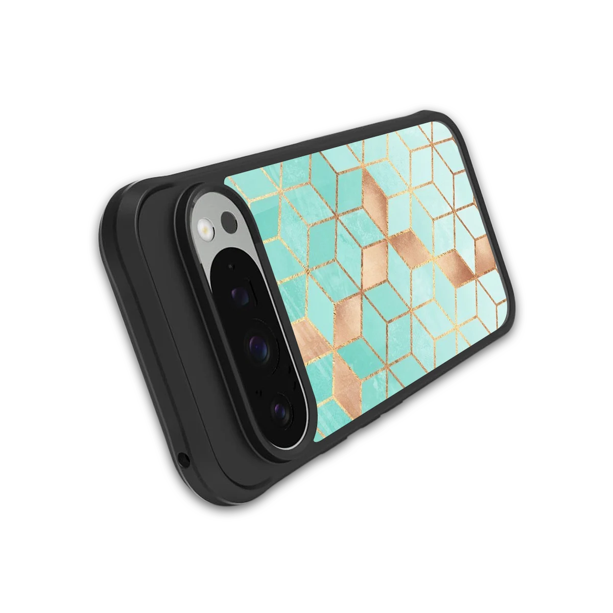 Aqua Mosaic stylish phone case for google pixel 9 pro xl | glossy glass and slim fit