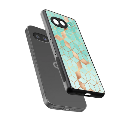 Aqua Mosaic sleek google pixel 10a cover with tempered glass back and TPU edges