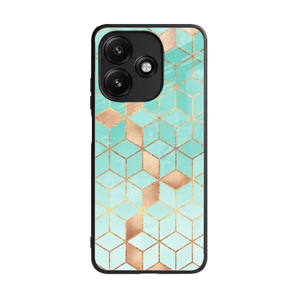 Aqua Mosaic back phone cover | glass case for redmi 12 5g