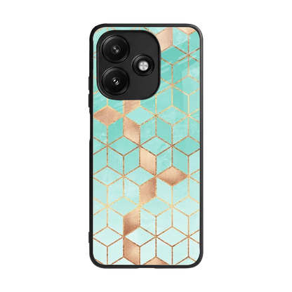 Aqua Mosaic back phone cover | glass case for redmi 12 5g