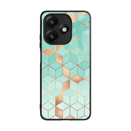 Aqua Mosaic back phone cover | glass case for redmi 12 5g
