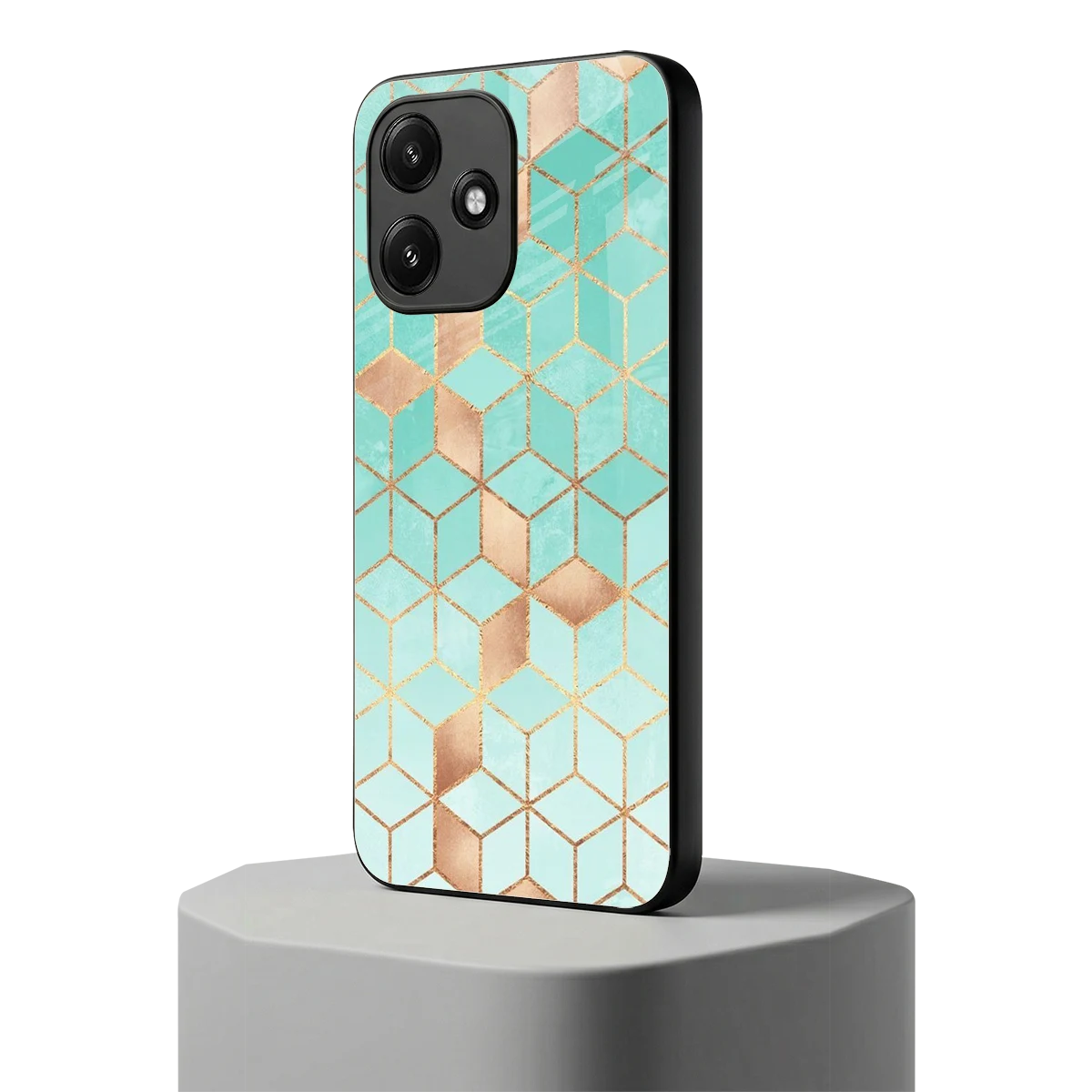 Aqua Mosaic redmi 12 5g mobile cover | shockproof glass phone case
