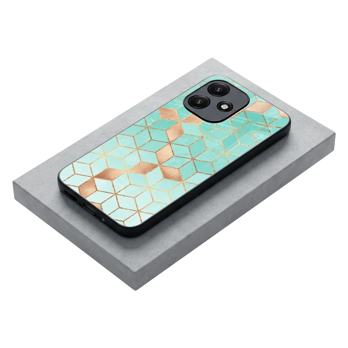 Aqua Mosaic stylish phone case for redmi 12 5g | glossy glass and slim fit